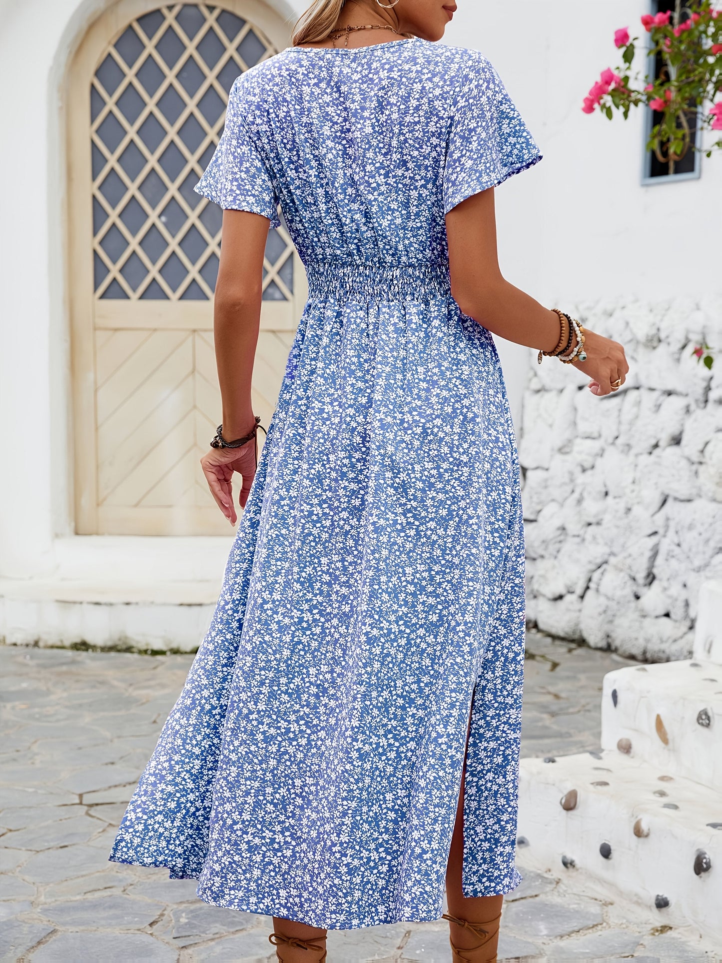 Abito lungo incrociato floreale stile bohémien da donna – Eleganza estiva e casual