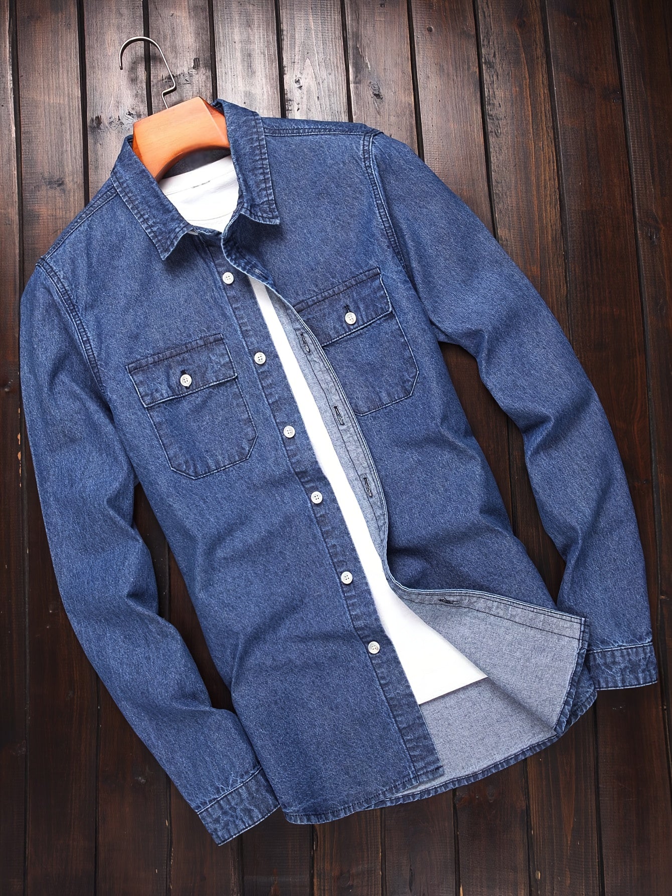 Chemise casual homme à manches longues style denim – Idéale pour le week-end et la mi-saison