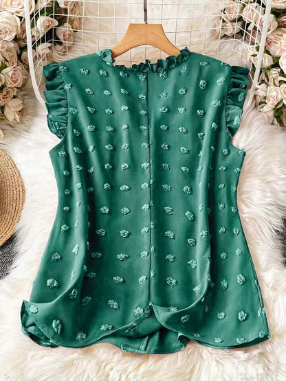 Elegant blus för kvinnor med volanger, avslappnad chic stil för vardagen