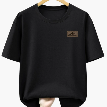 T-shirt casual męski w sportowym stylu z nadrukiem gór – Idealny na wypoczynek i weekend