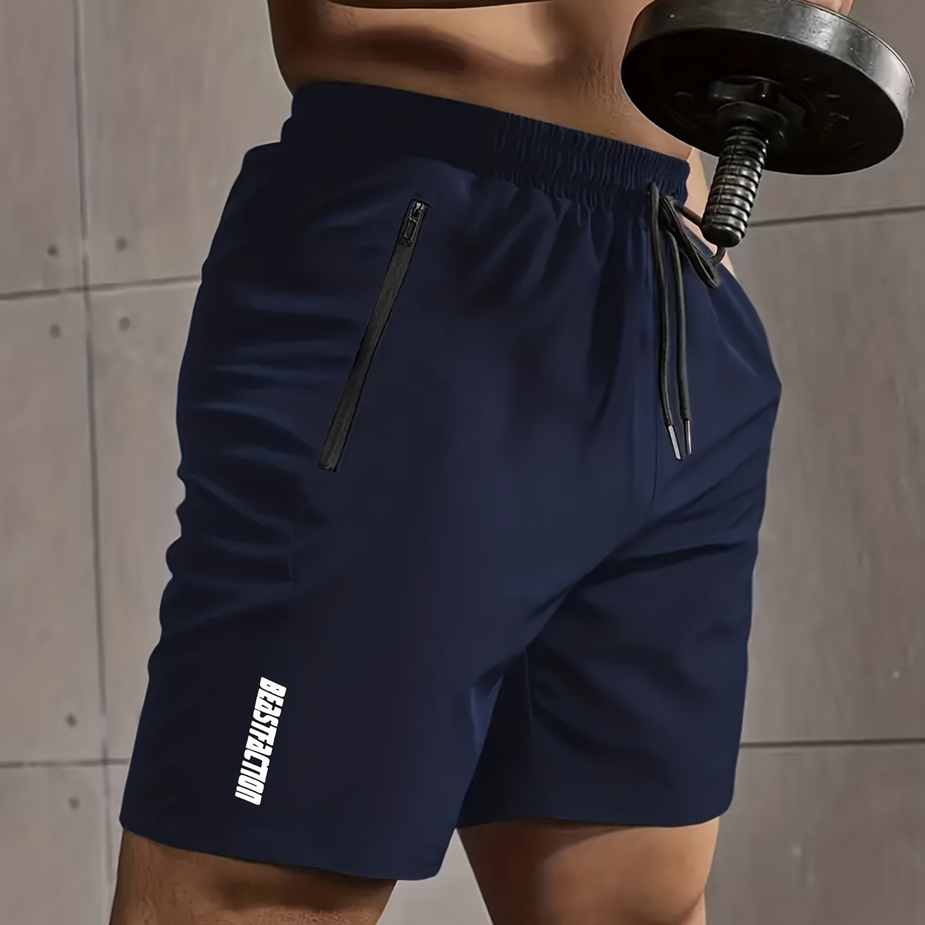 Short de sport pour homme style fitness avec poches zippées - Idéal entraînement et gym