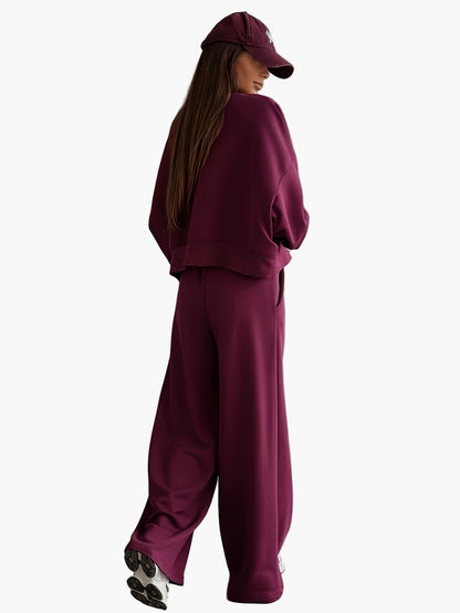 Ensemble Femme Décontracté Chic Sweatshirt et Pantalon Large pour Loisirs et Sorties