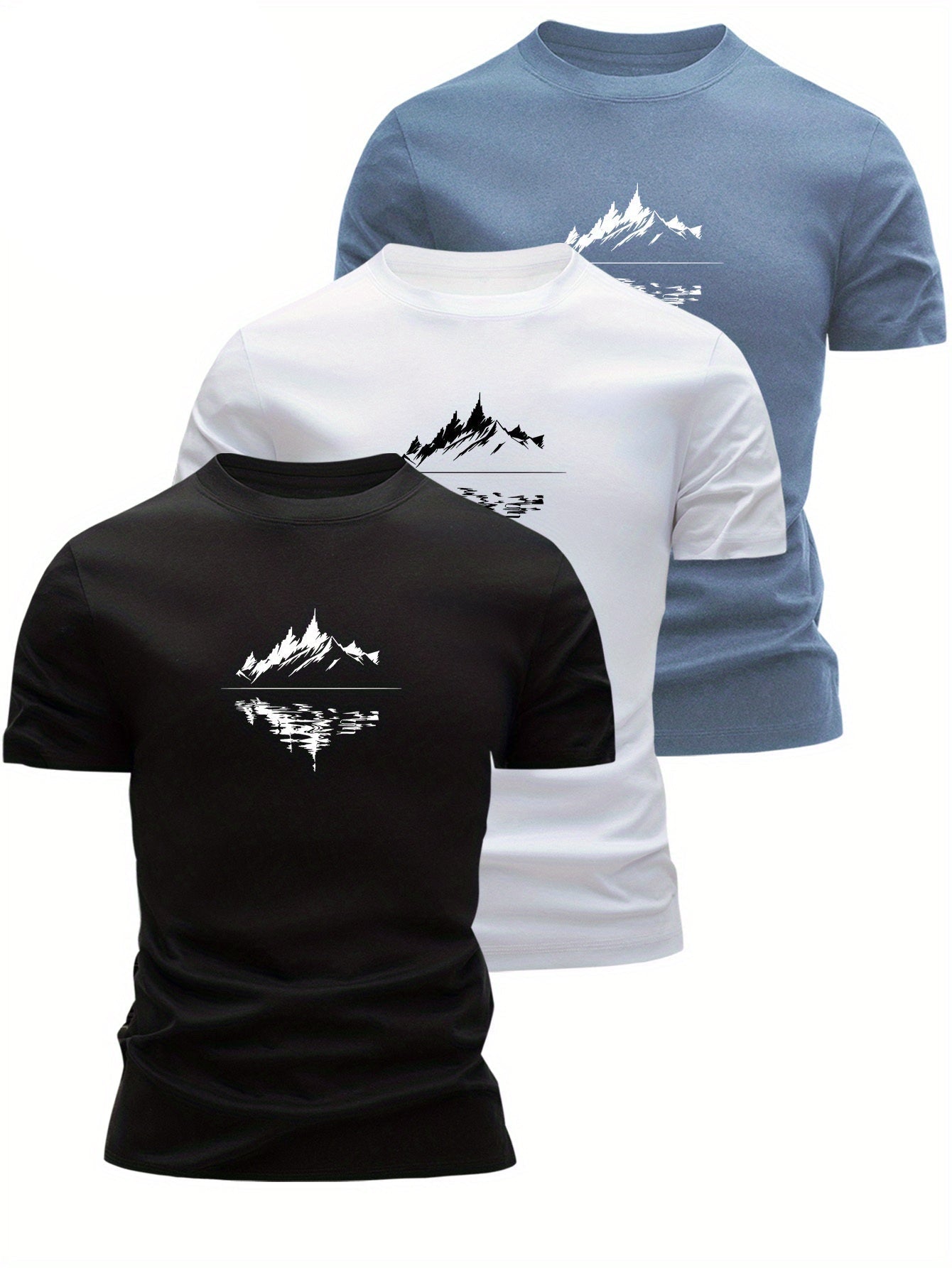 T-shirt Homme Style Graphique Montagne, Décontracté, Idéal pour Loisirs et Plein Air
