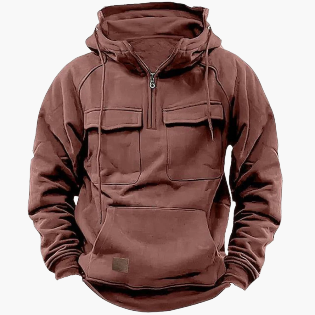 Vinter-hoodie med lynlås i militærstil til mænd – Daglig komfort og varme