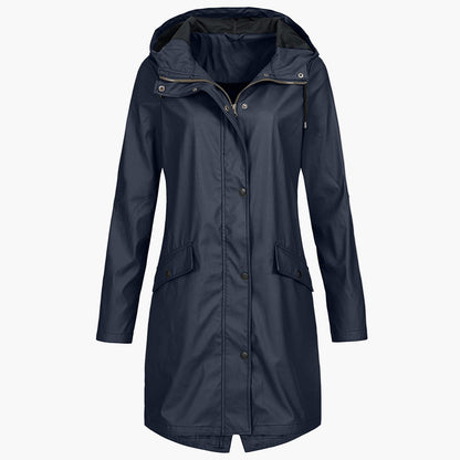 Impermeabile antivento lungo donna stile urbano elegante per la pioggia