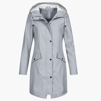 Impermeabile antivento lungo donna stile urbano elegante per la pioggia
