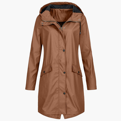 Impermeabile antivento lungo donna stile urbano elegante per la pioggia
