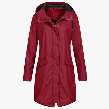 Impermeabile antivento lungo donna stile urbano elegante per la pioggia
