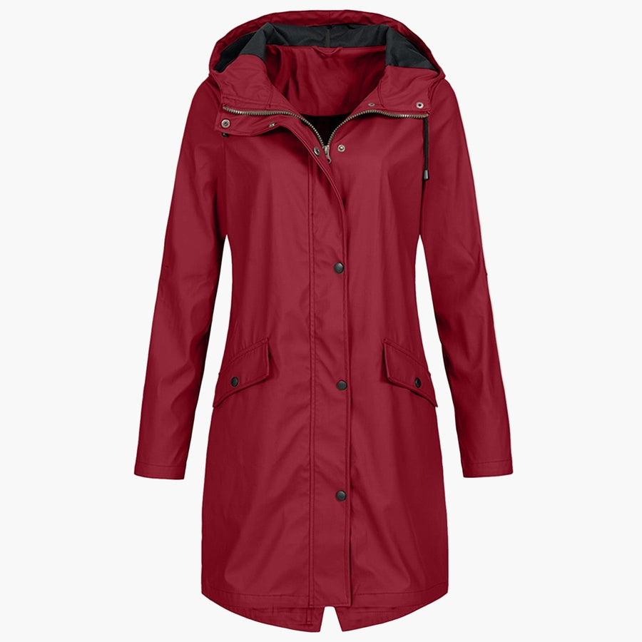 Imperméable coupe-vent long femme style urbain élégant pour la pluie