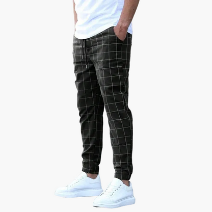 Jogging homme coupe fuselée style urbain à motif carreaux pour loisirs et détente