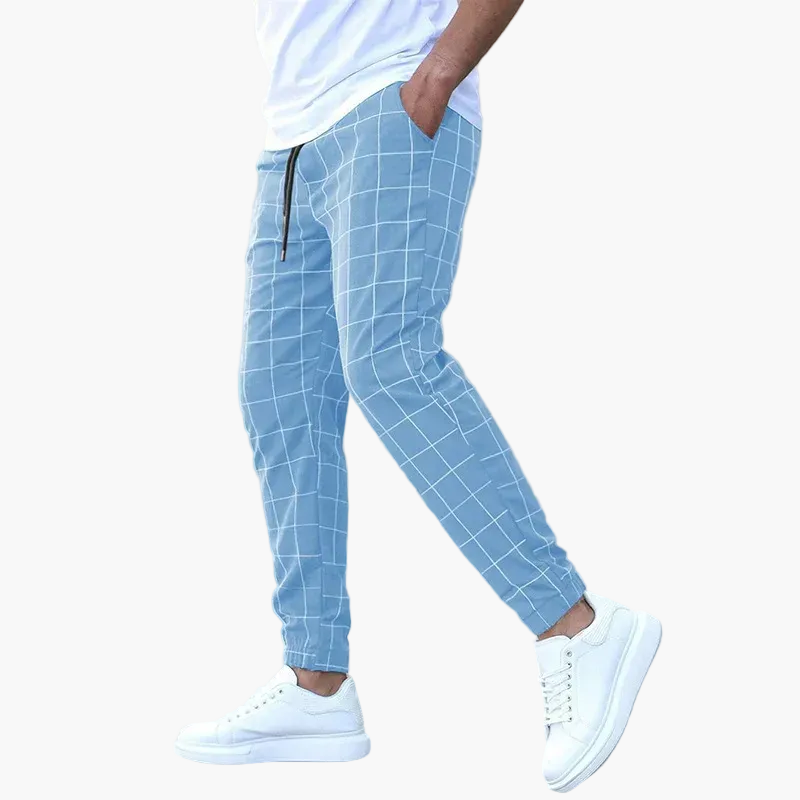 Jogging homme coupe fuselée style urbain à motif carreaux pour loisirs et détente