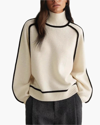 Jersey de cuello alto estilo casual para mujer – Elegante y versátil para otoño e invierno