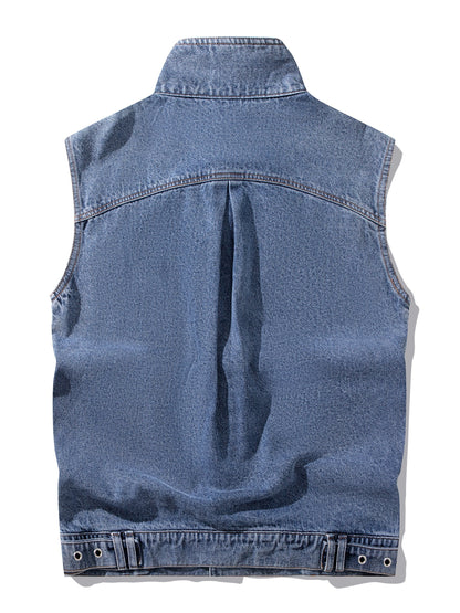 Gilet sans manches style jean décontracté pour homme – Idéal pour un look urbain tendance