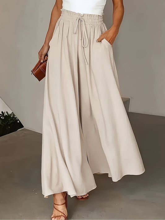 Pantalon Palazzo Large Femme Style Élégant Taille Haute avec Ceinture, Mode Décontractée et Sophistiquée
