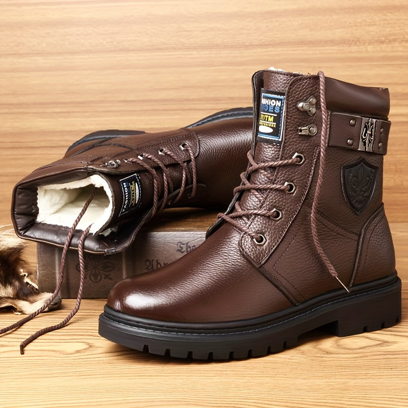 Bottes montantes homme noires à lacets semelle crantée