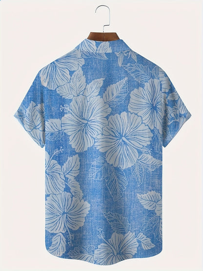 Herresommer-skjorte med blomsterprint i hawaiisk stil – afslappet pasform, ideel til sommer og fritid