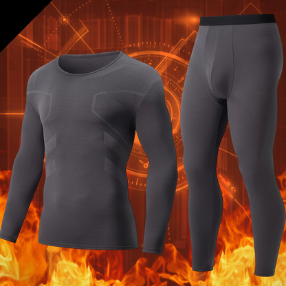 Ensemble Homme Thermique 2 Pièces Manches Longues et Legging Sport Couleur Unie