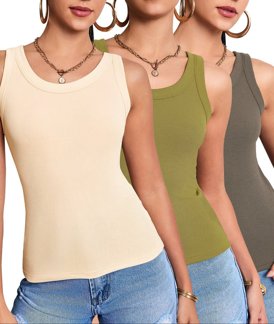 Basic sleeveless tank top for women, pack of 3, casual style, perfect for summer