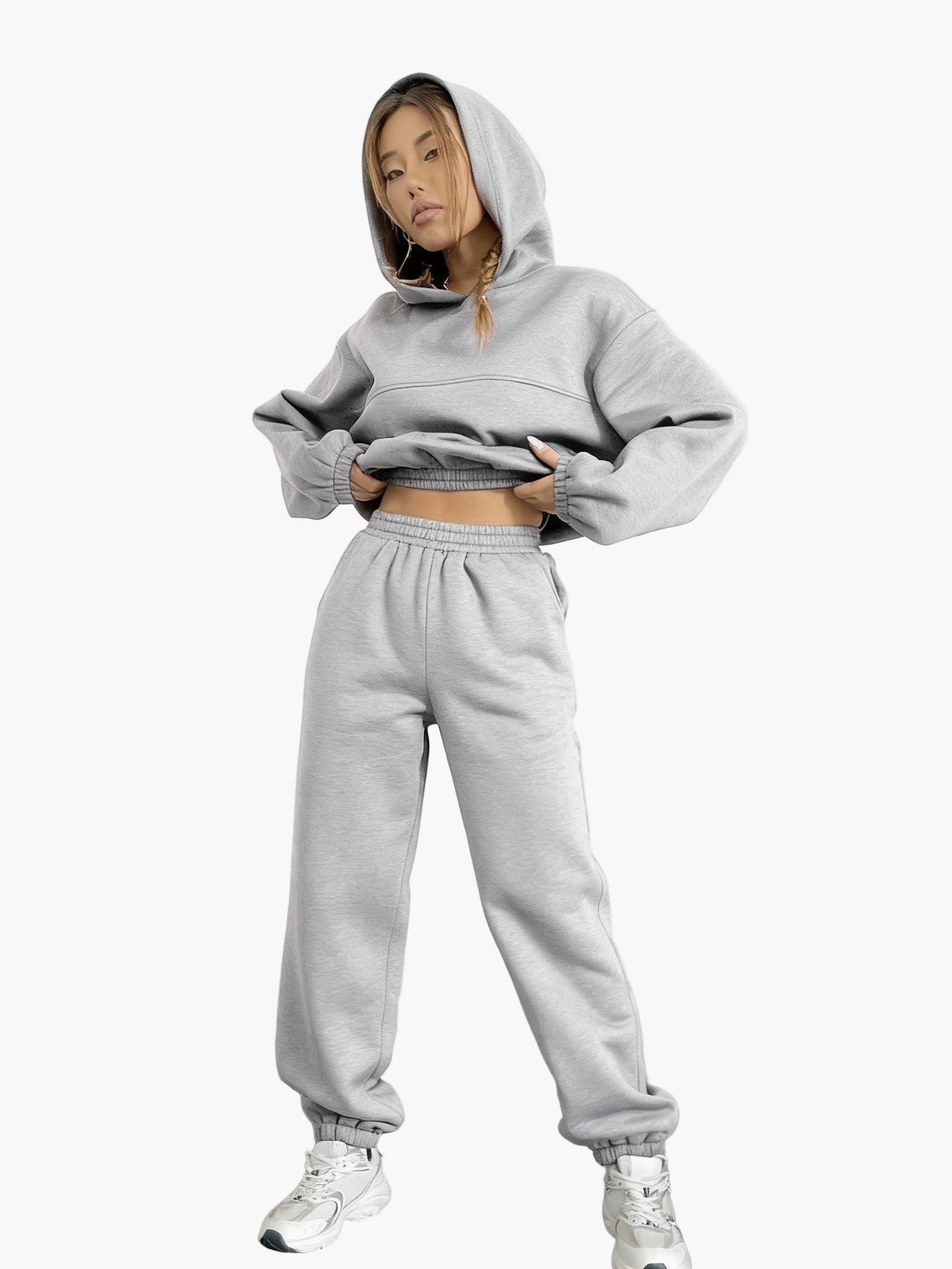 Lässiges Damen-Sportanzug-Set – Kapuzenpullover und Jogginghose – bequemer urbaner Stil