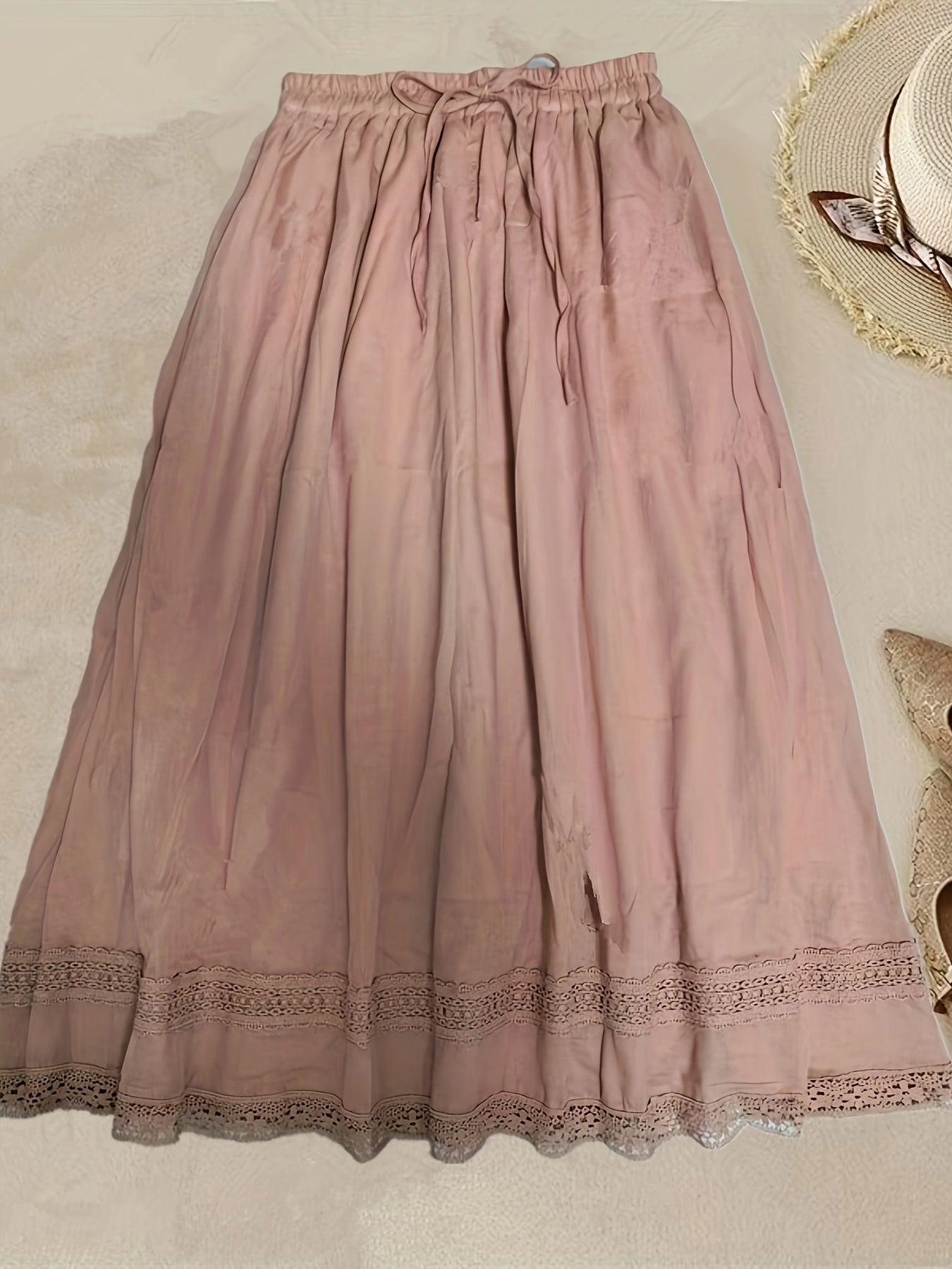 Gonna lunga donna stile bohémien con pizzo, elegante e fluida per l'estate
