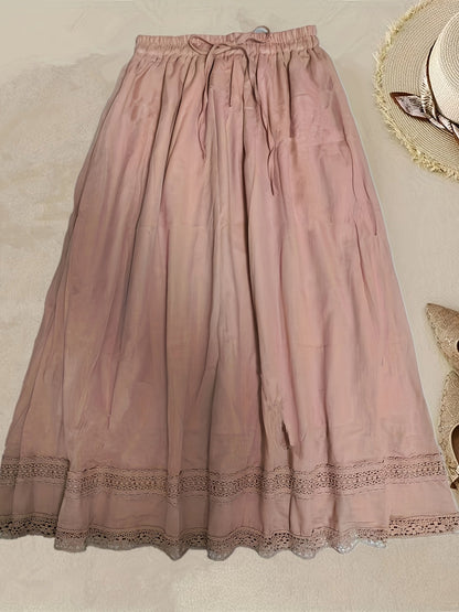 Gonna lunga donna stile bohémien con pizzo, elegante e fluida per l'estate