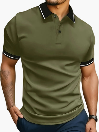 Polo casual da uomo con colletto a contrasto – Stile moderno e versatile