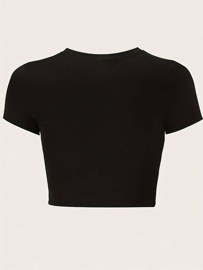 T-shirt court graphique pour femme style décontracté avec message tendance