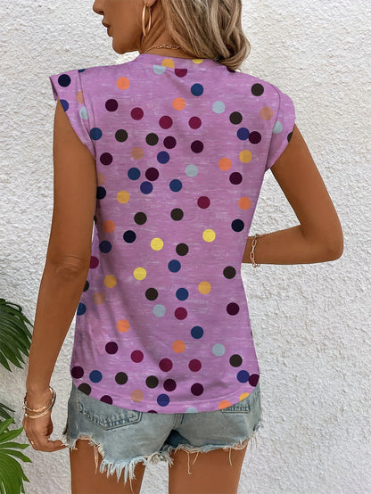 Débardeur tendance à pois multicolores pour femme – Style décontracté et moderne