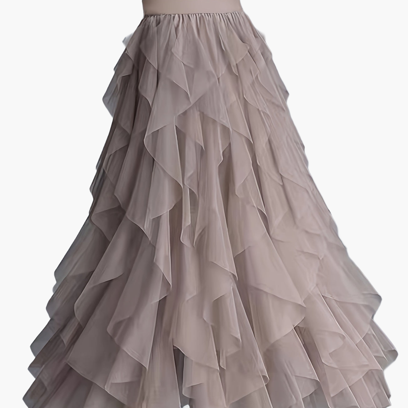 Lang flæse-nederdel i boheme-stil til kvinder, elegant og trendy, ideel til særlige lejligheder og romantiske looks