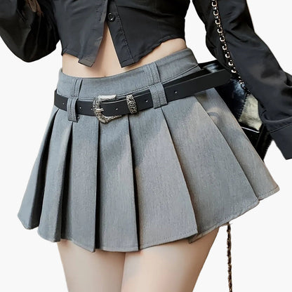 Plissé rok met hoge taille en sexy stijl voor dames, met riem, ideaal voor een moderne look