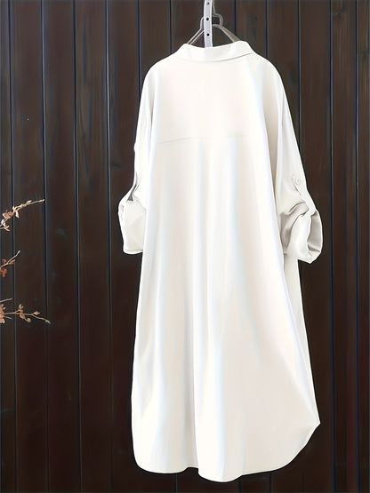 Langes Hemdblusenkleid im lässigen Stil für Damen, ideal für Frühling und Sommer  