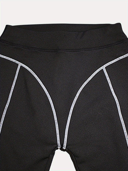 Legging Femme Noir à Coutures Contrastantes Taille Haute