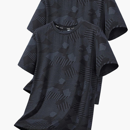 Atmungsaktives Herren-T-Shirt im tropischen Casual-Stil, kurzärmelig – 2er-Pack, ideal für den Sommer  