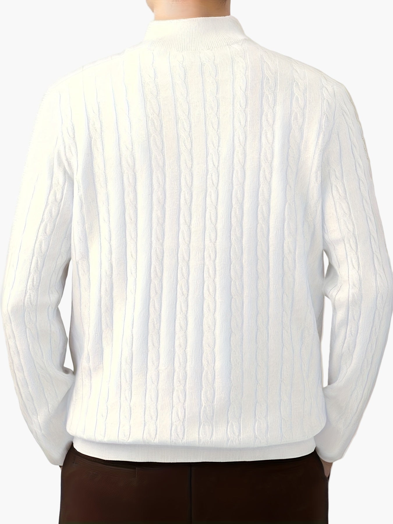 Heren trui met halve rits, casual stijl, met kabelpatroon voor herfst-winter