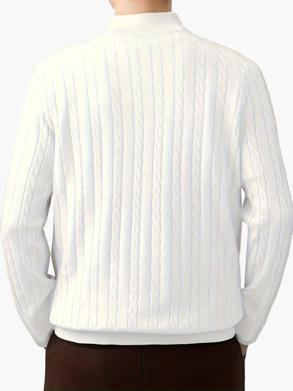 Heren trui met halve rits, casual stijl, met kabelpatroon voor herfst-winter