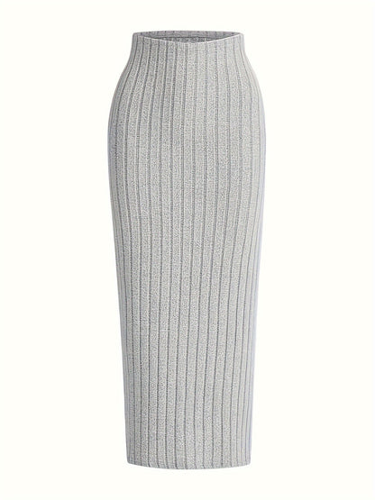 Jupe longue côtelée taille haute pour femme, style casual chic, idéale pour le printemps