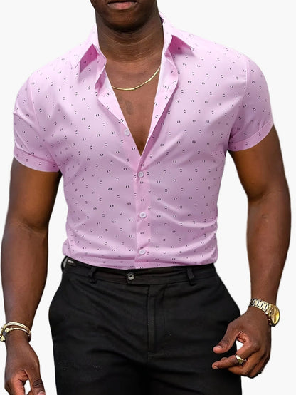 Chemise à manches courtes homme style casual imprimé élégant pour bureau ou sorties