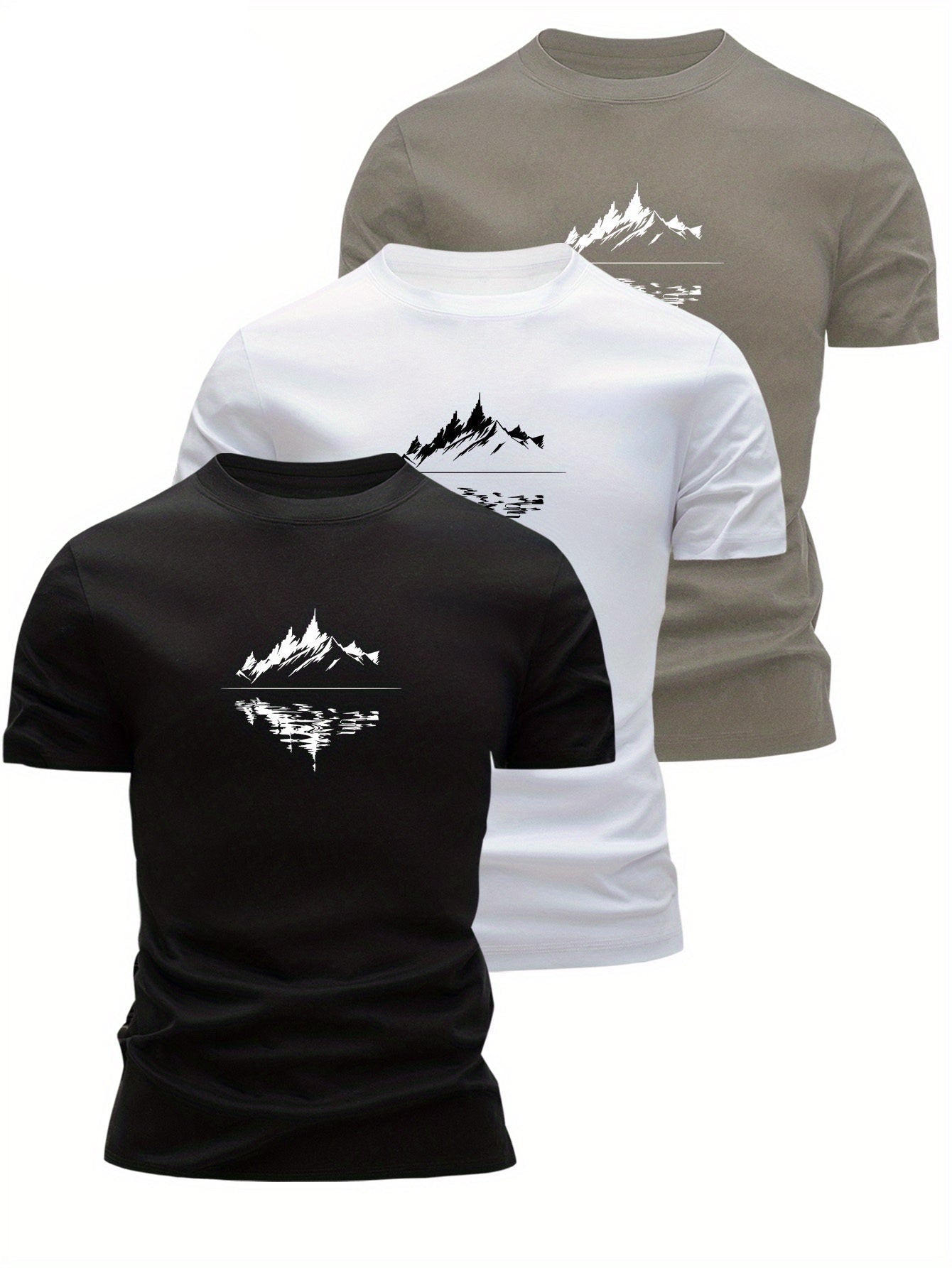 T-shirt Homme Style Graphique Montagne, Décontracté, Idéal pour Loisirs et Plein Air