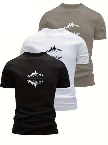 T-shirt Homme Style Graphique Montagne, Décontracté, Idéal pour Loisirs et Plein Air