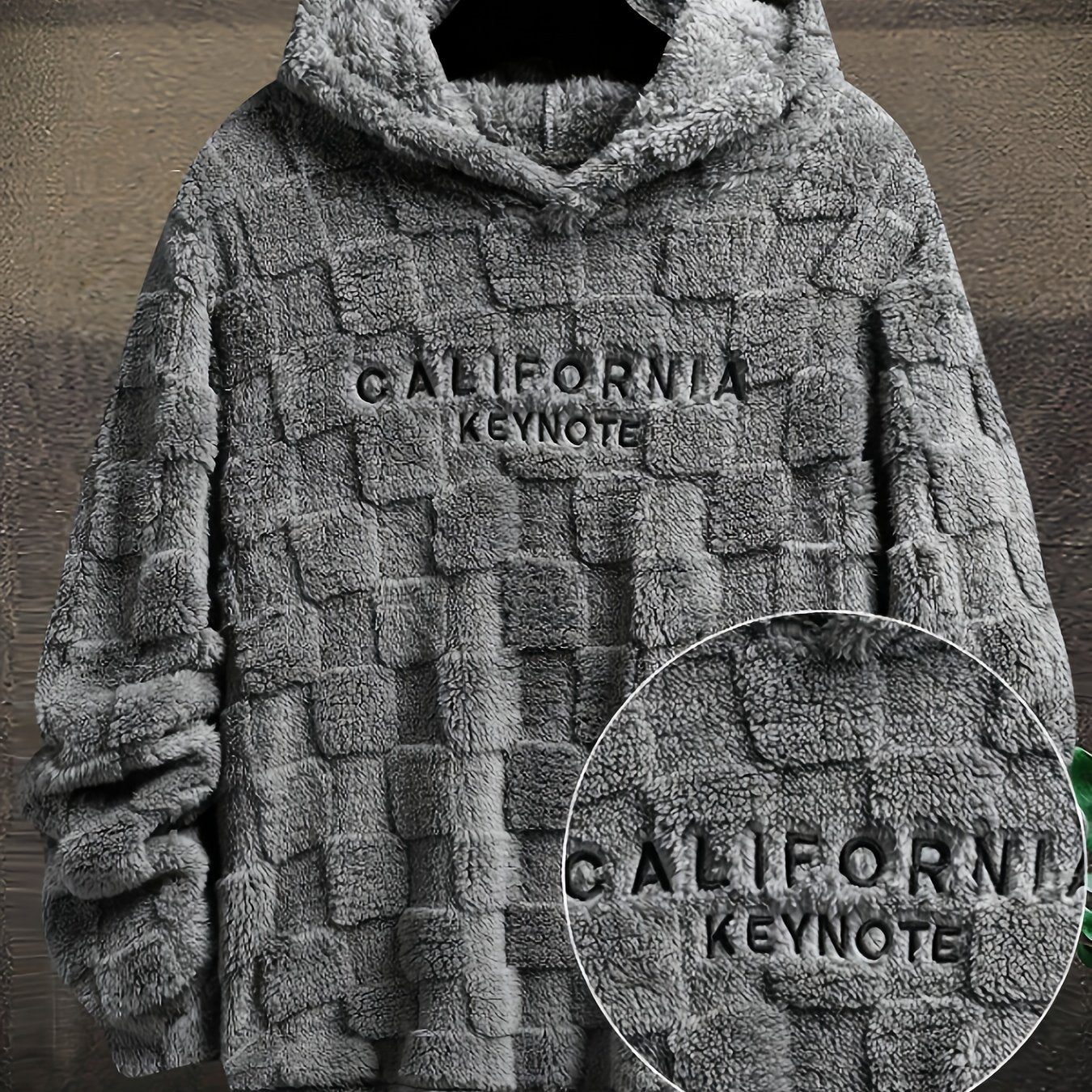 Sweat à capuche doux texturé en peluche pour homme avec motif « California Keynote »