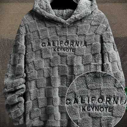 Sweat à capuche doux texturé en peluche pour homme avec motif « California Keynote »