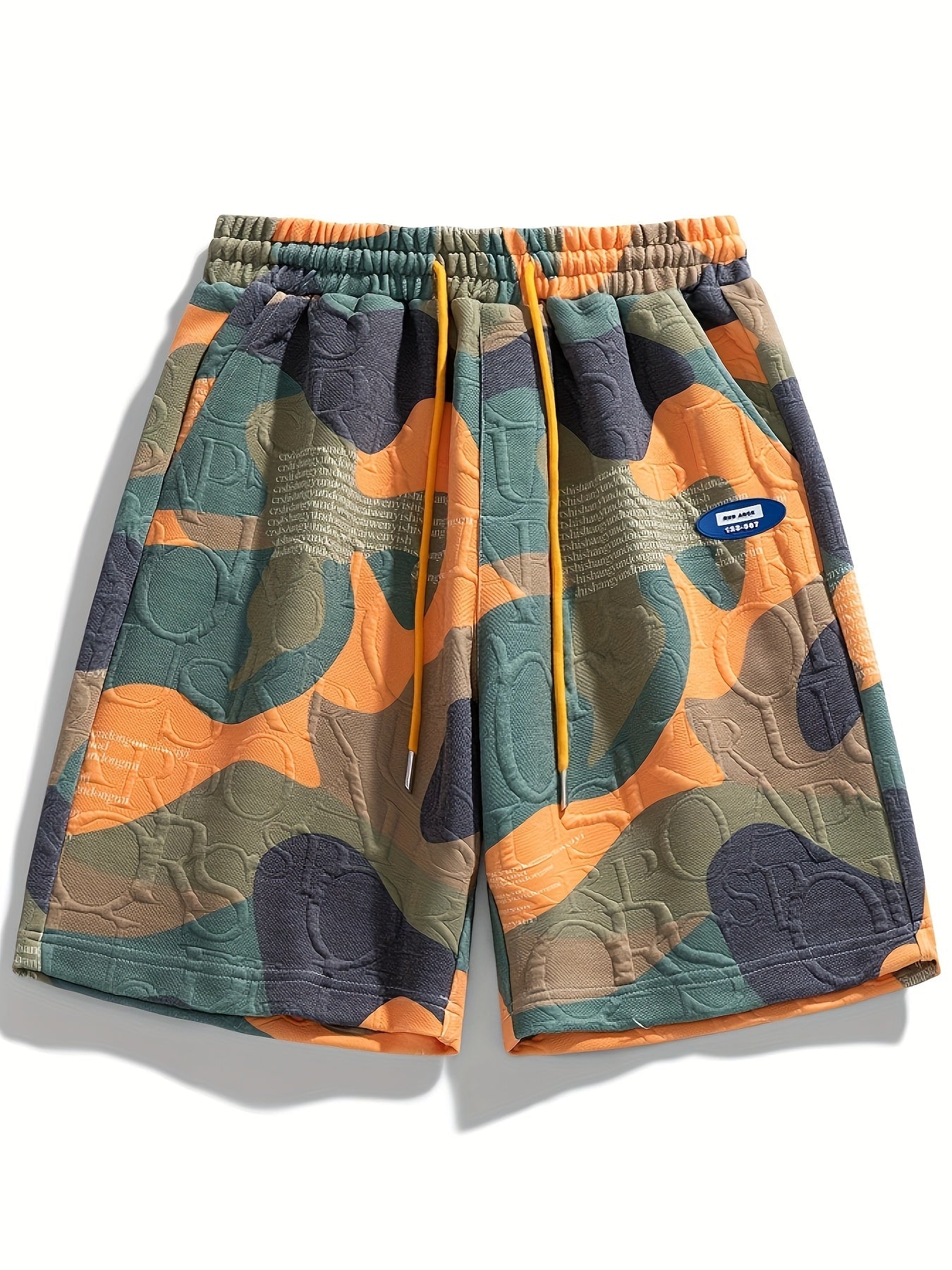 Shorts graphiques homme style urbain camouflage embossé pour look décontracté
