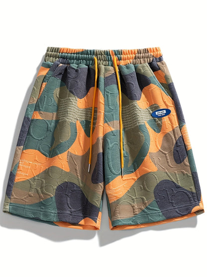 Shorts graphiques homme style urbain camouflage embossé pour look décontracté