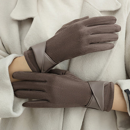 Gants Femme Hiver Chauds avec Manchette Décorative Multicolore
