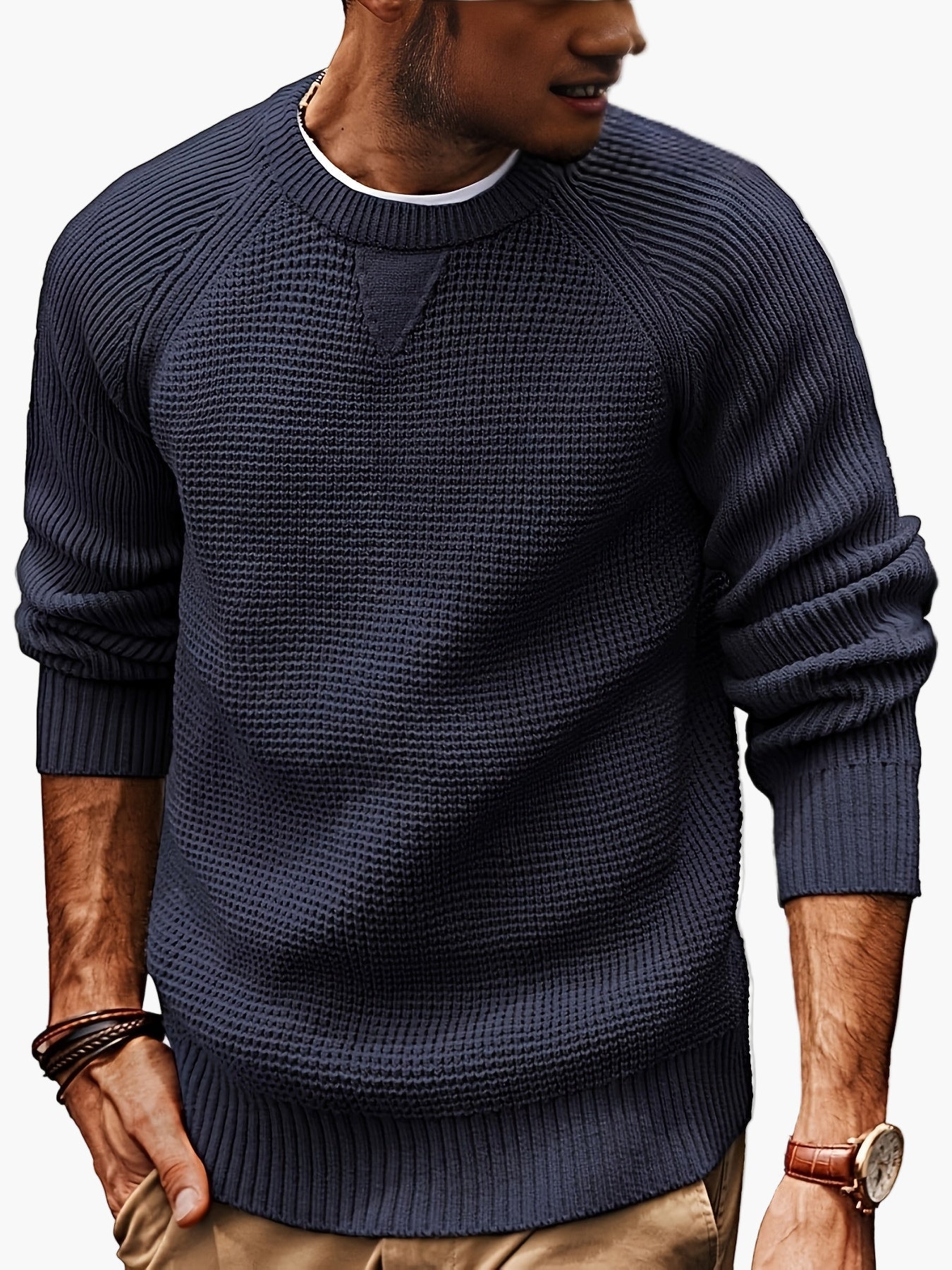 Men's vintage style round neck sweater – Casual pullover for all seasons