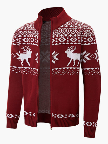 Cardigan para hombre estilo nórdico con motivo de reno para el invierno, casual y festivo