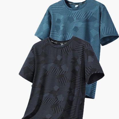 Atmungsaktives Herren-T-Shirt im tropischen Casual-Stil, kurzärmelig – 2er-Pack, ideal für den Sommer  