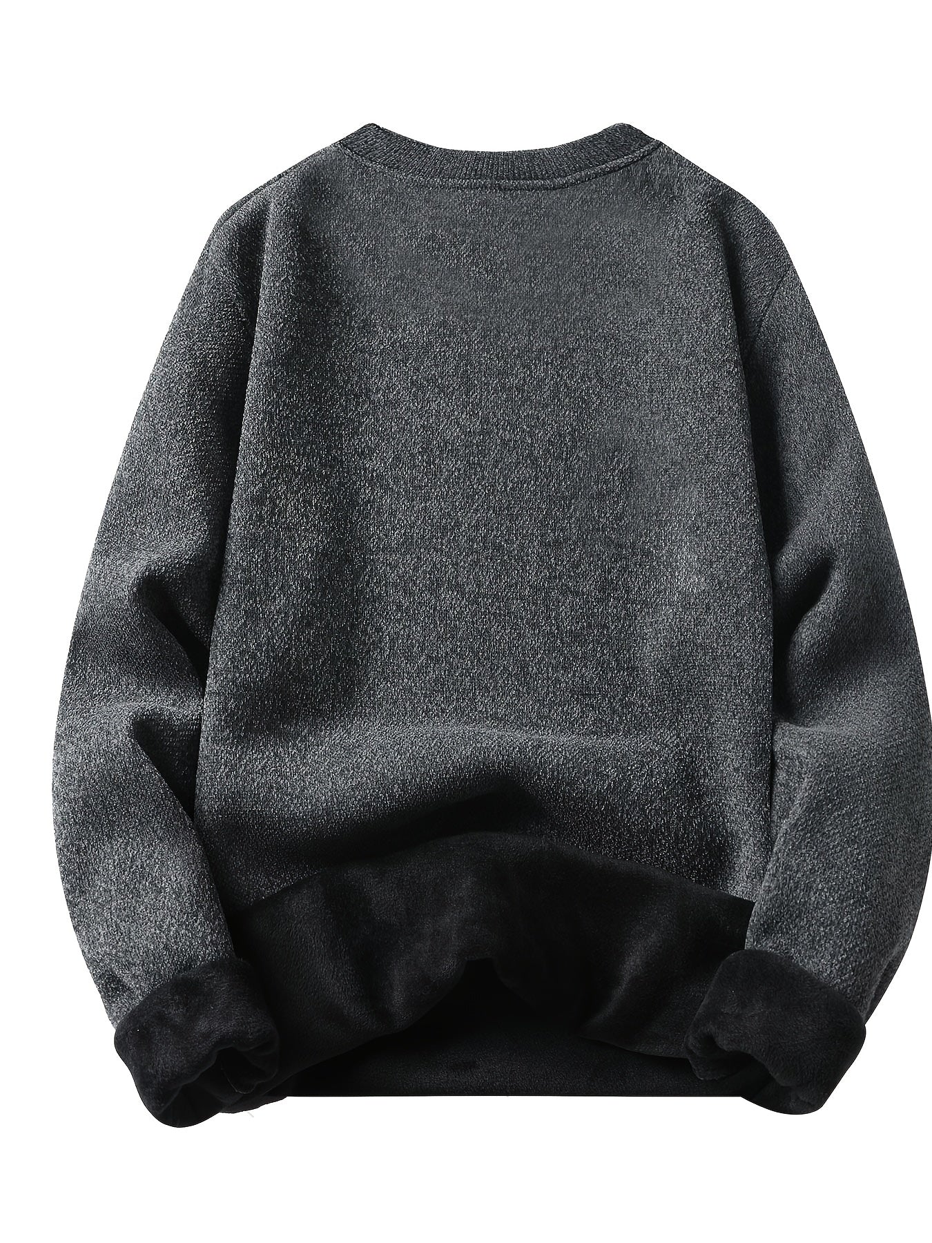 Sweat-shirt polaire homme à col rond, doublure chaude et côtelée, pull uni décontracté