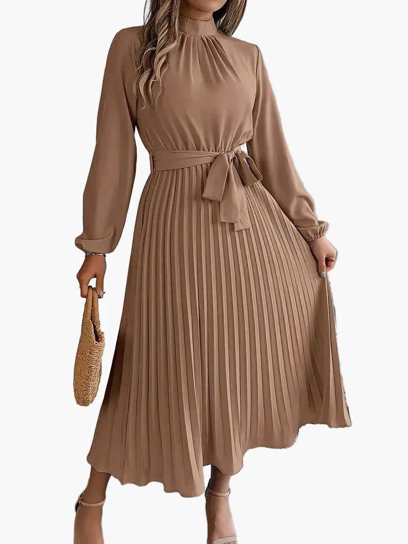Robe mi-longue élégante à plis pour femme – Style chic et polyvalent pour occasions spéciales