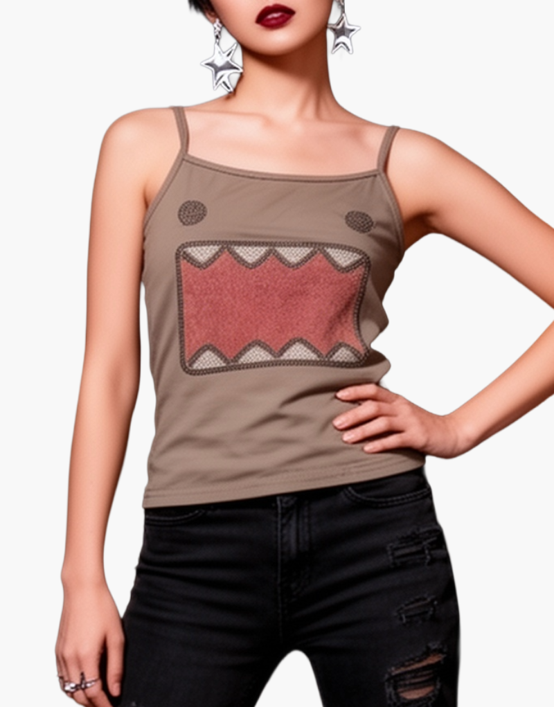 Débardeur Femme Y2K Motif Géométrique Style Urbain pour Look Tendance Été